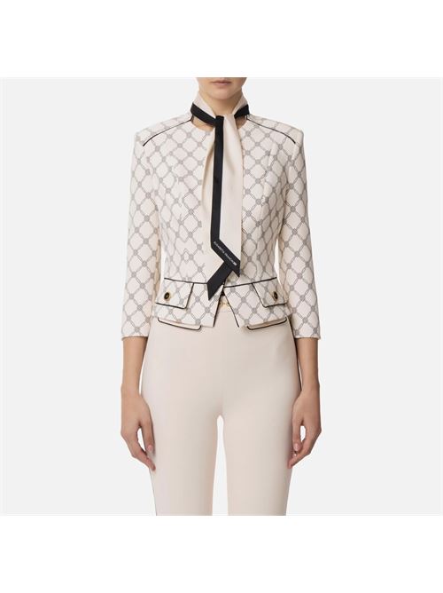 Giacca in crepe stretch stampato con foulard removibile ELISABETTA FRANCHI | GIS5151E251E2E84